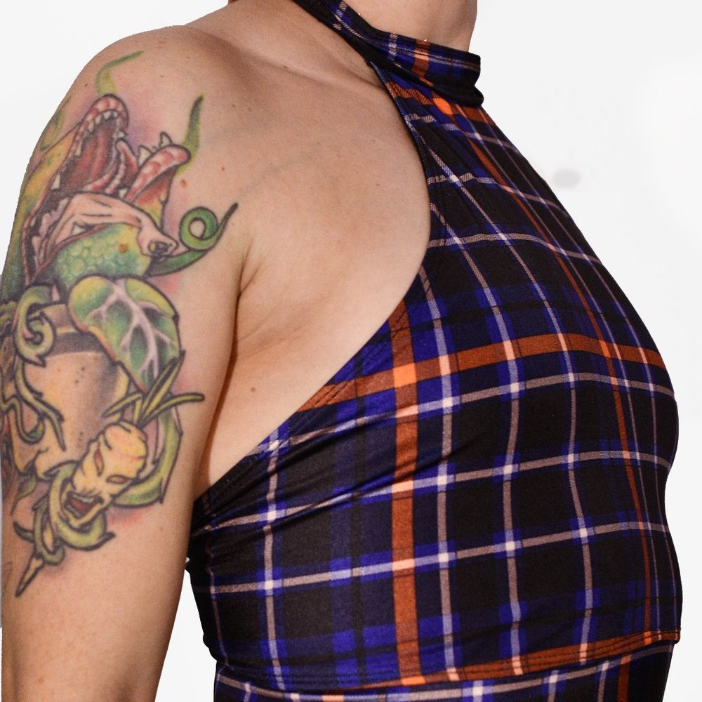Artista Active Wear Plaid Halter, Polewear, NWOT